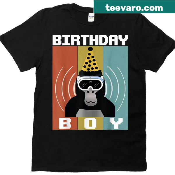 Playful gorilla graphic T-shirt for kids.