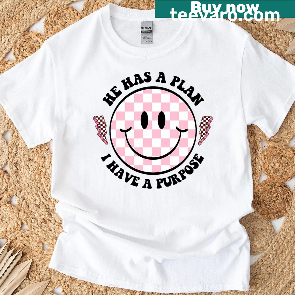 Inspirational graphic T-shirt with Christian sayings for women — on a men's t-shirt
