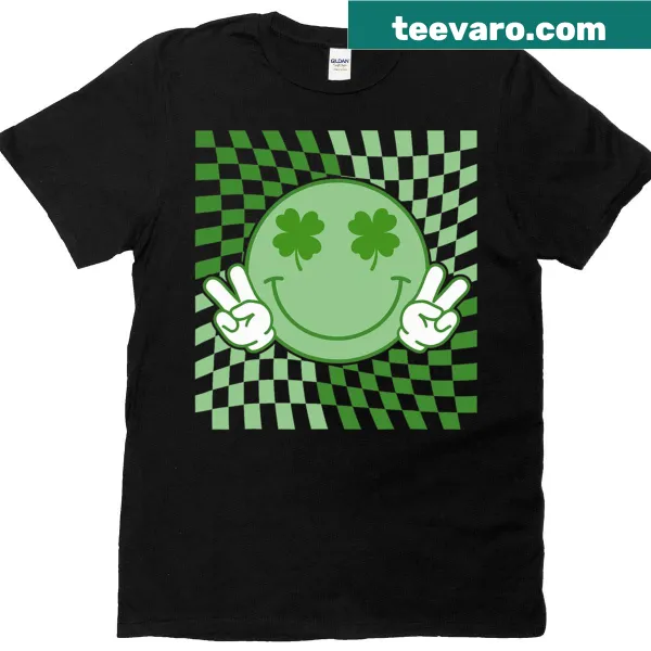 Humorous T-shirt with shamrock smiley face for St. Patrick's Day