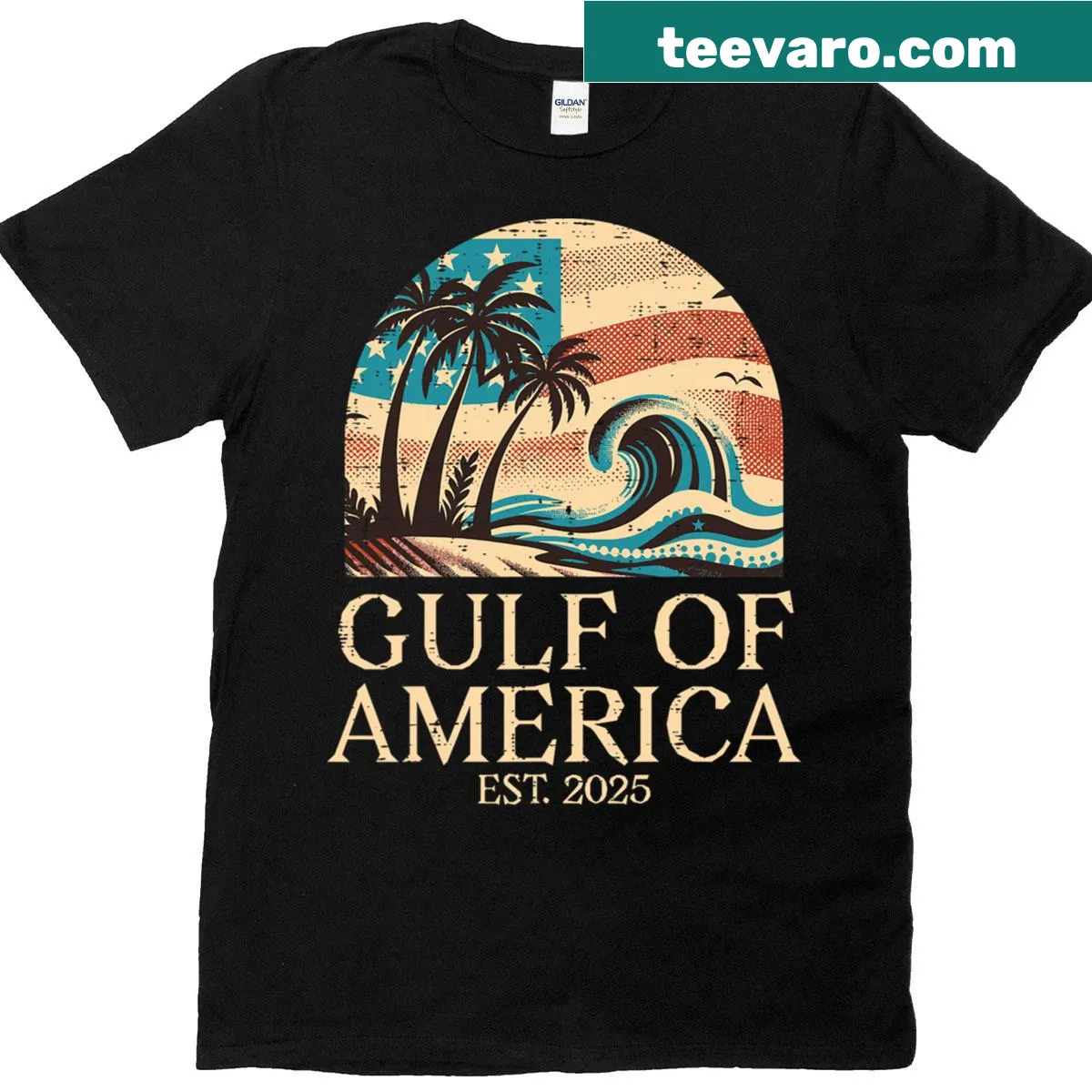 Vintage Gulf of USA America Wave t-shirt for men and kids — on a men's t-shirt