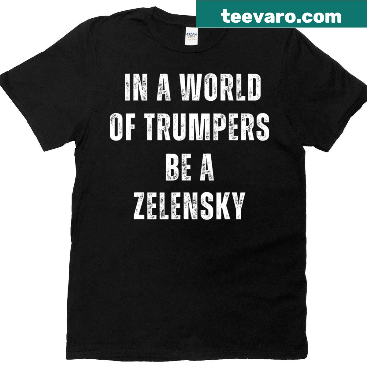 Pro-Ukraine T-shirt with political message — on a men's t-shirt