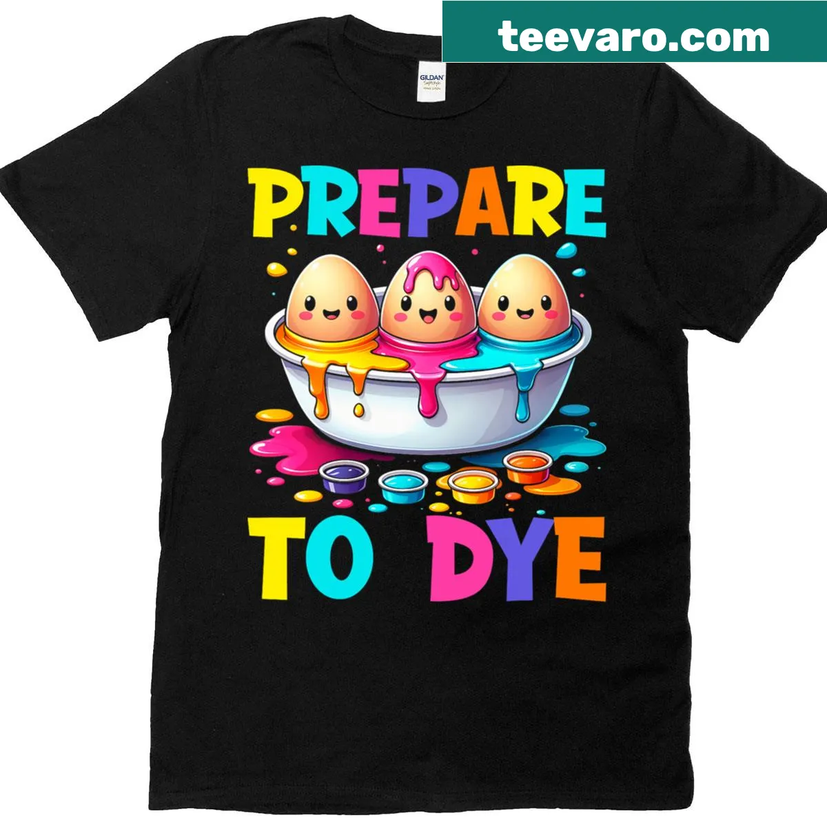 Funny Easter egg dyeing tee with humorous text — on a men's t-shirt