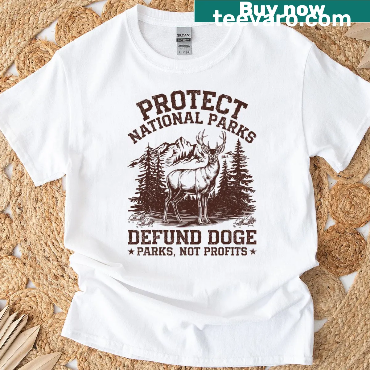 T-shirt advocating for national parks with bold text — on a men's t-shirt