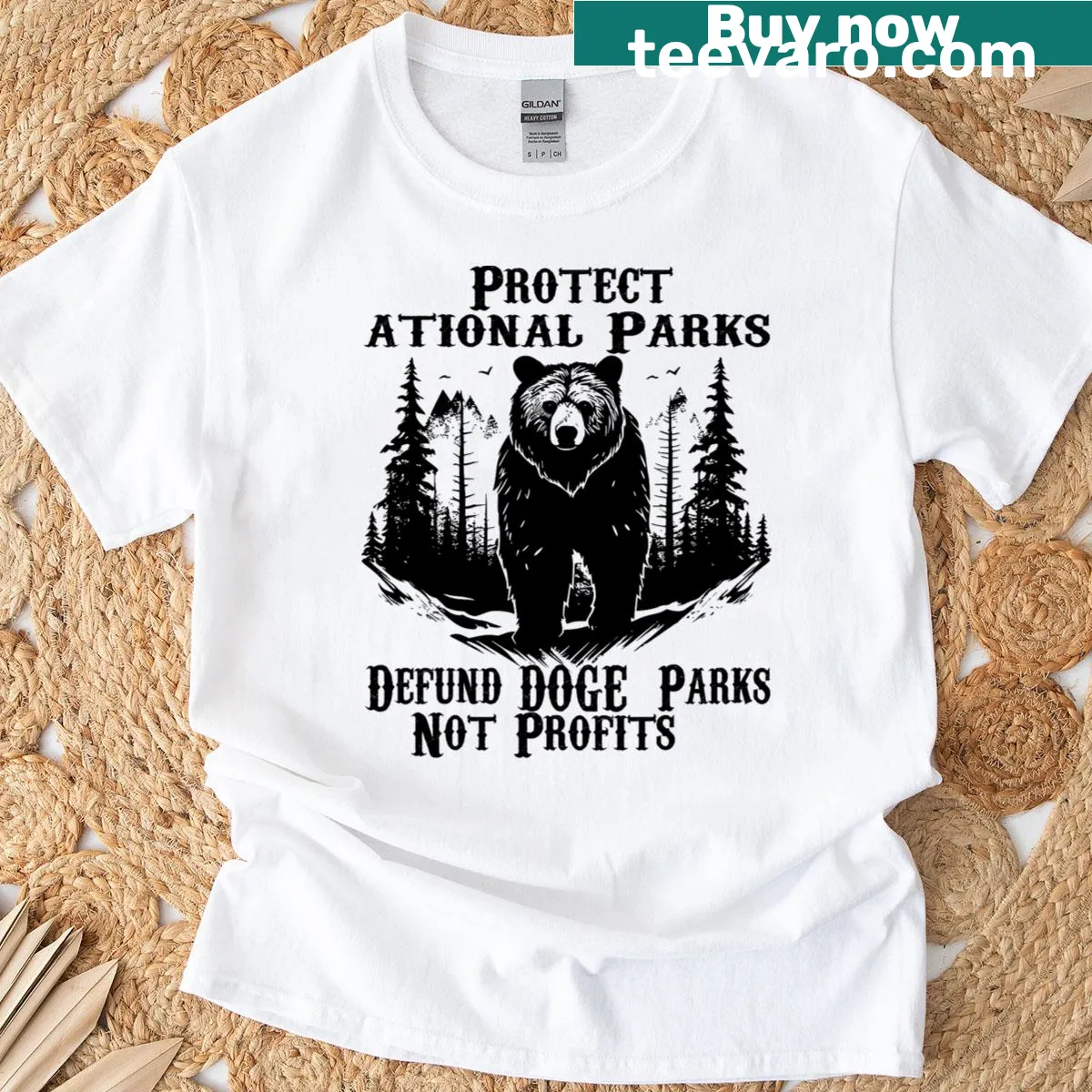 Graphic tee promoting national park support — on a men's t-shirt