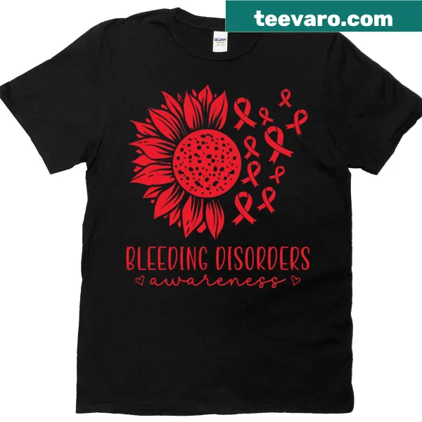 Red ribbon graphic tee for bleeding disorders awareness
