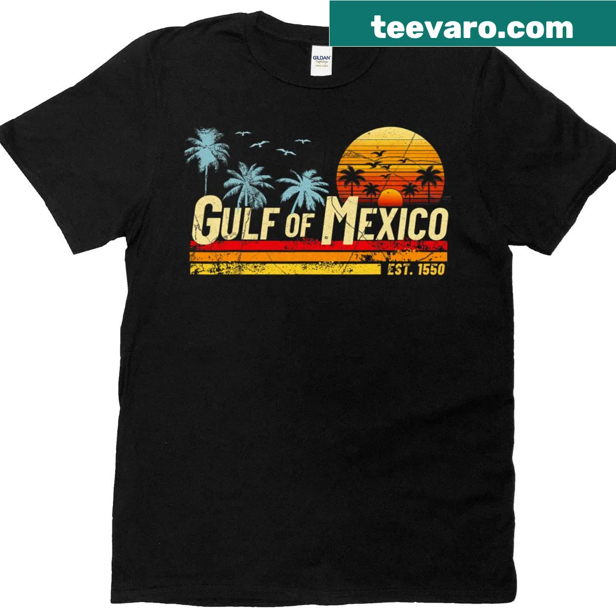 Vintage Gulf of Mexico beach-themed t-shirt for men — on a men's t-shirt