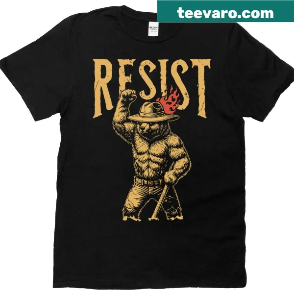 Vintage-style t-shirt featuring Smokey Bear supporting national parks