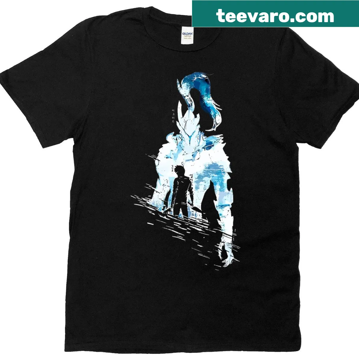 Retro t-shirt featuring Solo Leveling anime graphic for men — on a men's t-shirt