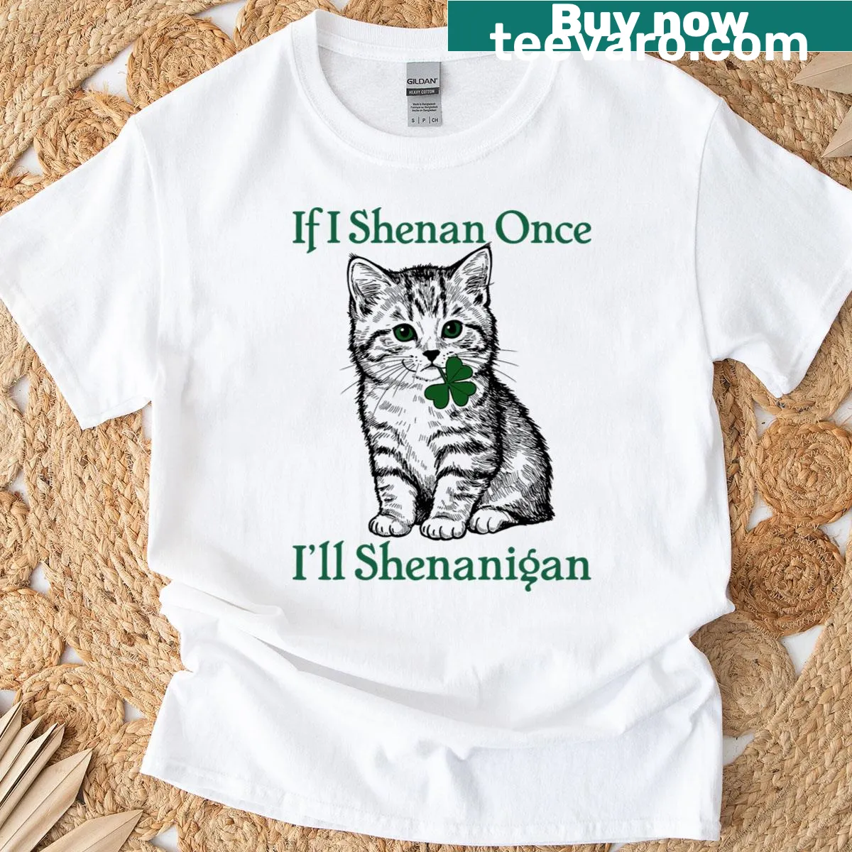 Funny St. Patrick's Day cat graphic with text — on a men's t-shirt