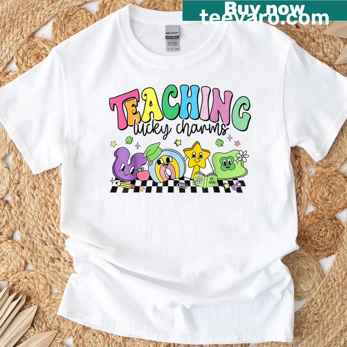 St. Patrick's Day t-shirt for teachers with lucky charm design — on a men's t-shirt