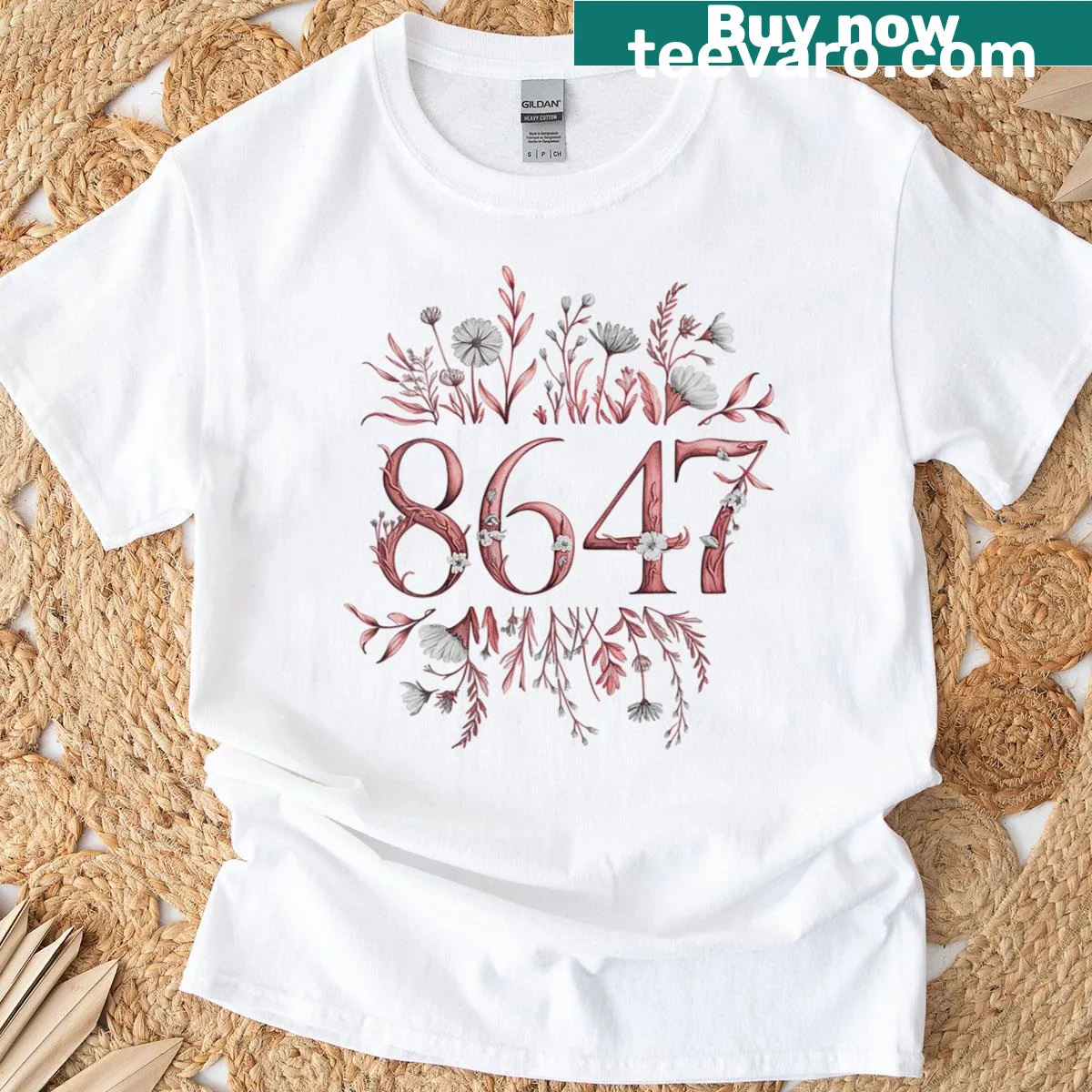 Floral anti-Trump design on women's V-neck shirt with subtle details — on a men's t-shirt