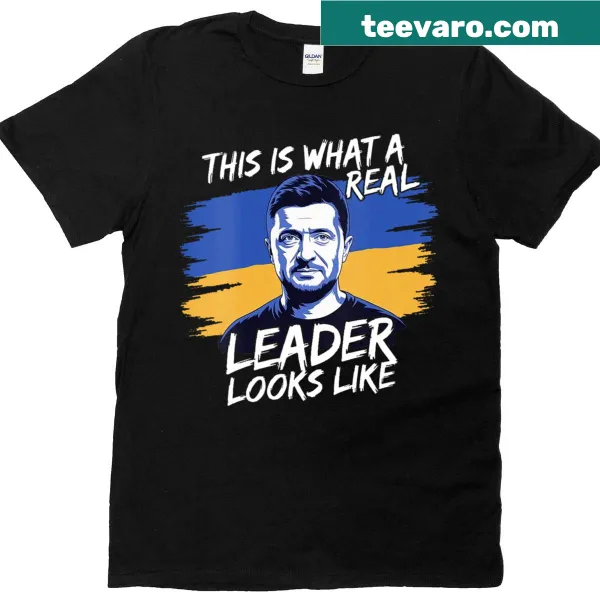 V-neck t-shirt with the phrase: 'This Is What A Real Leader Looks Like'