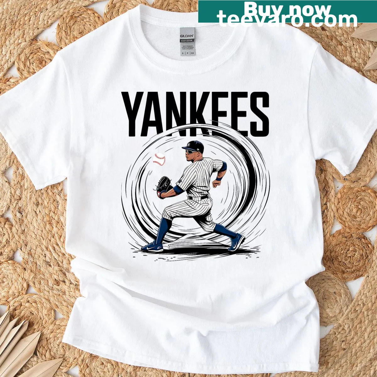 Vintage Yankees name graphic T-shirt for sports lovers — on a men's t-shirt