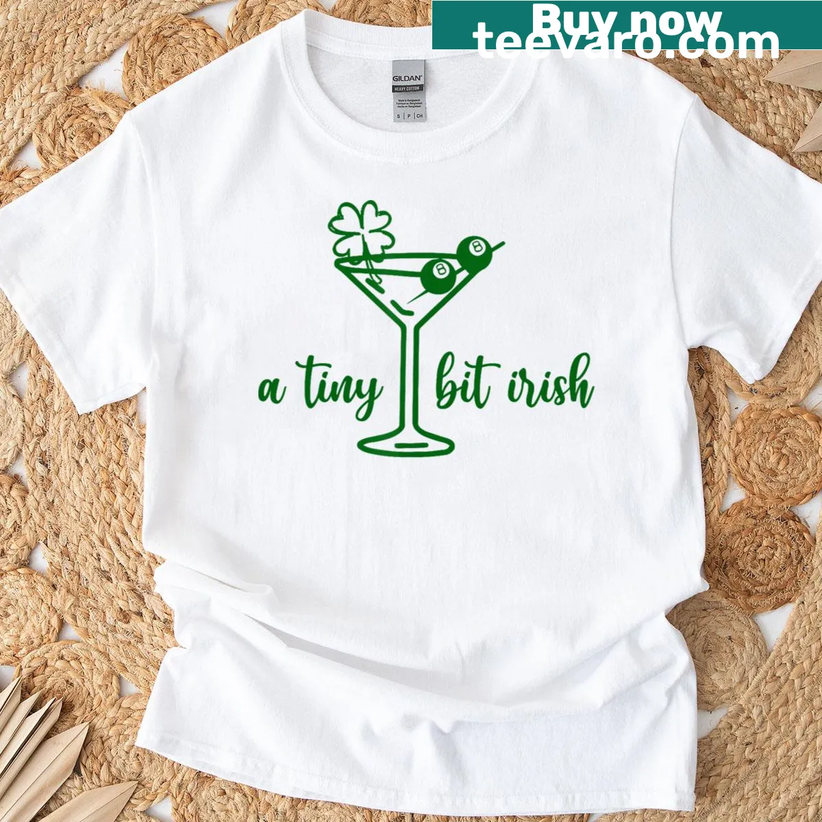 Lucky Irish girls cocktail t-shirt featuring A Tiny Bit Irish text — on a men's t-shirt