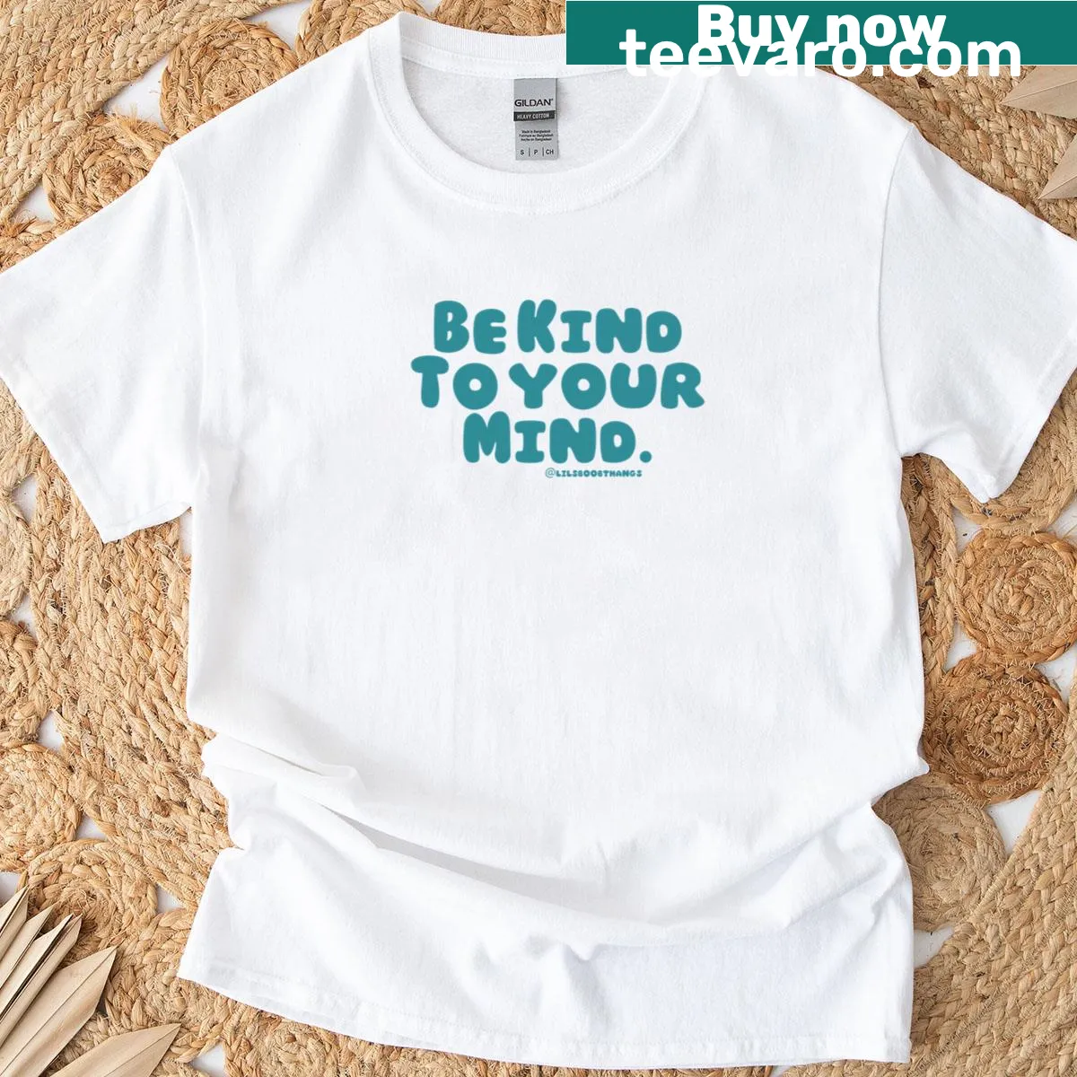 Mental wellness-themed t-shirt with 'Be Kind To Your Mind' print — on a men's t-shirt
