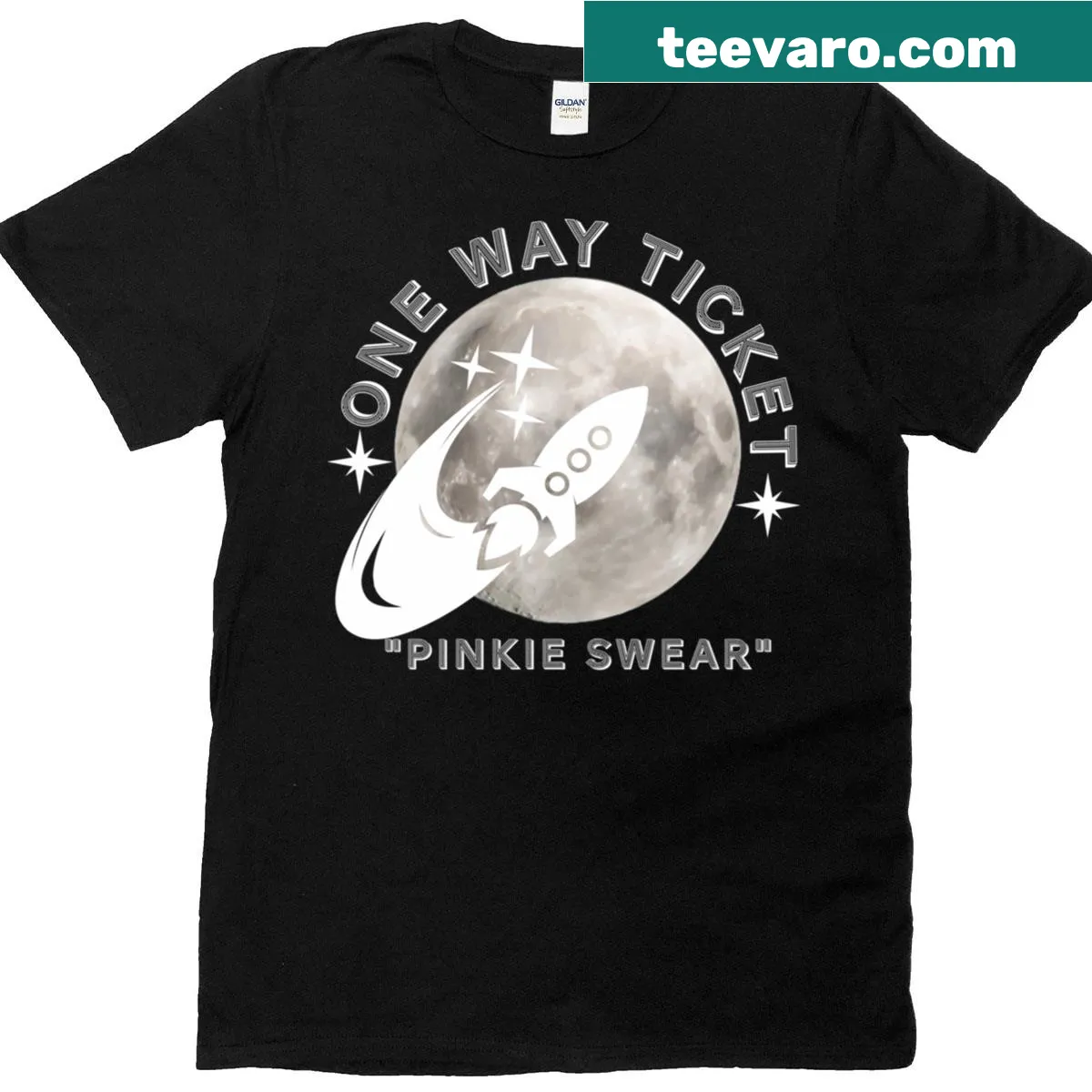 Cartoon-style design of rockets and space adventures for billionaires — on a men's t-shirt
