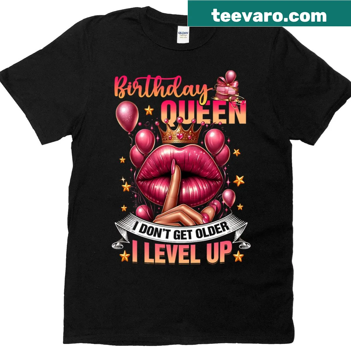 T-shirt celebrating birthdays with the phrase 'I Don't Get Older, I Level Up' and fun graphics — on a men's t-shirt