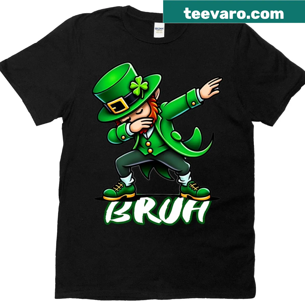 Funny shamrock dabbing graphic t-shirt for St. Patrick's Day — on a men's t-shirt