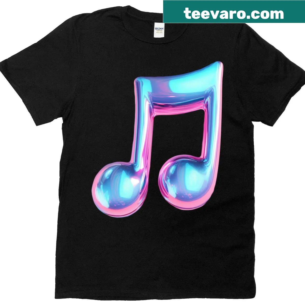 Playful typography design featuring music on a t-shirt — on a men's t-shirt