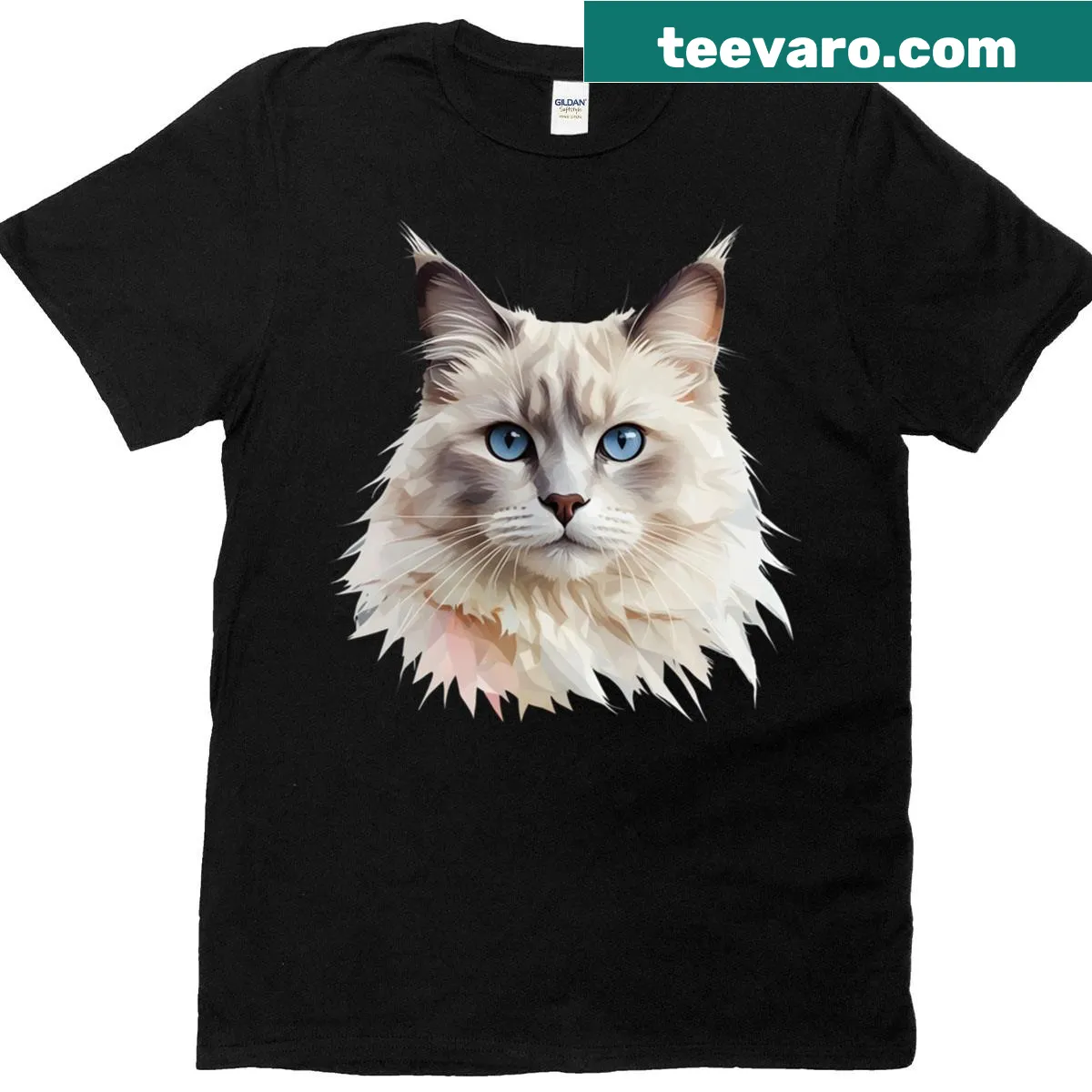 Realistic Ragdoll cat design on a casual t-shirt for cat lovers — on a men's t-shirt