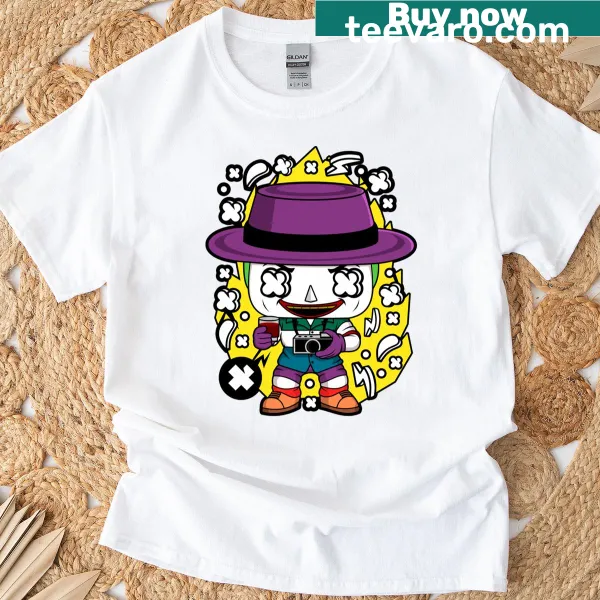 Chibi-style Joker design t-shirt with playful character vibes