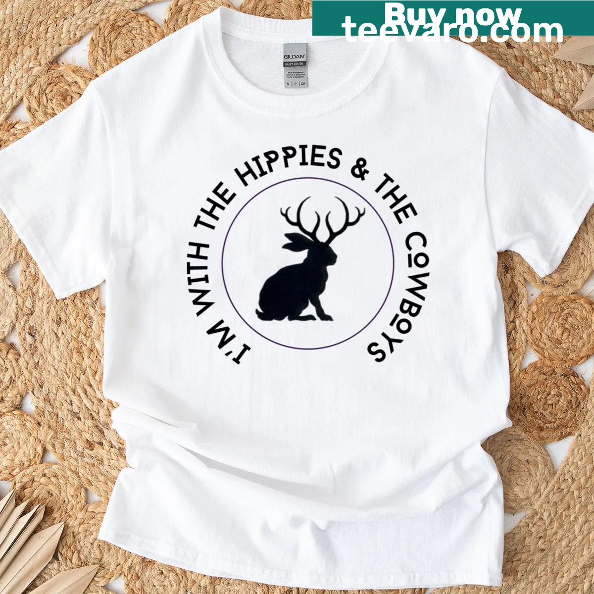 Bold black font graphic saying 'Cowboys' on T-shirt — on a men's t-shirt