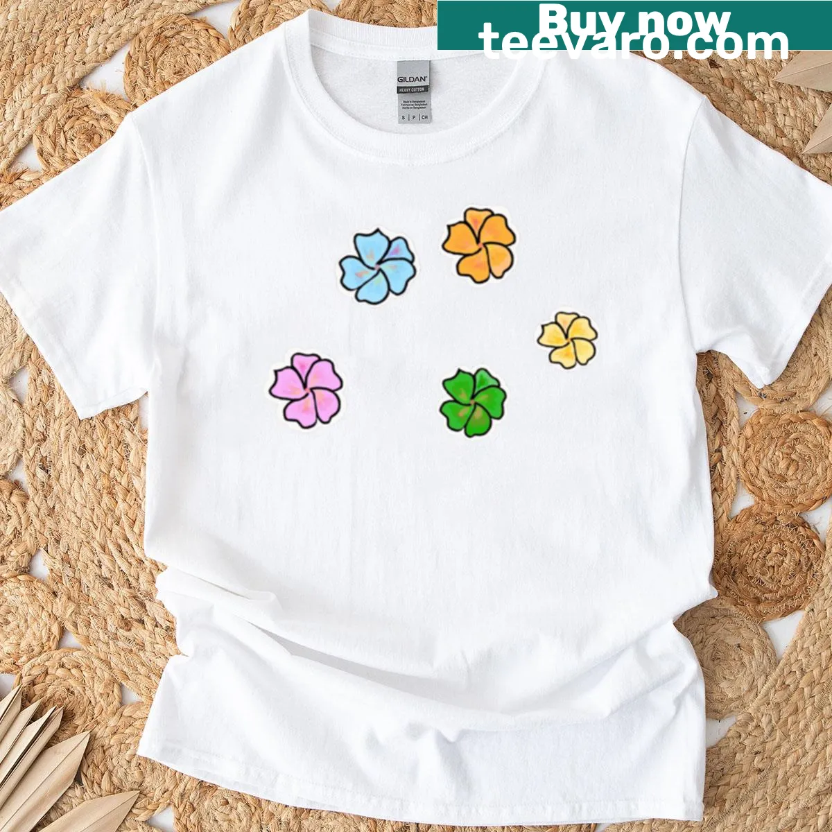 Charming flower illustration printed on a T-shirt — on a men's t-shirt