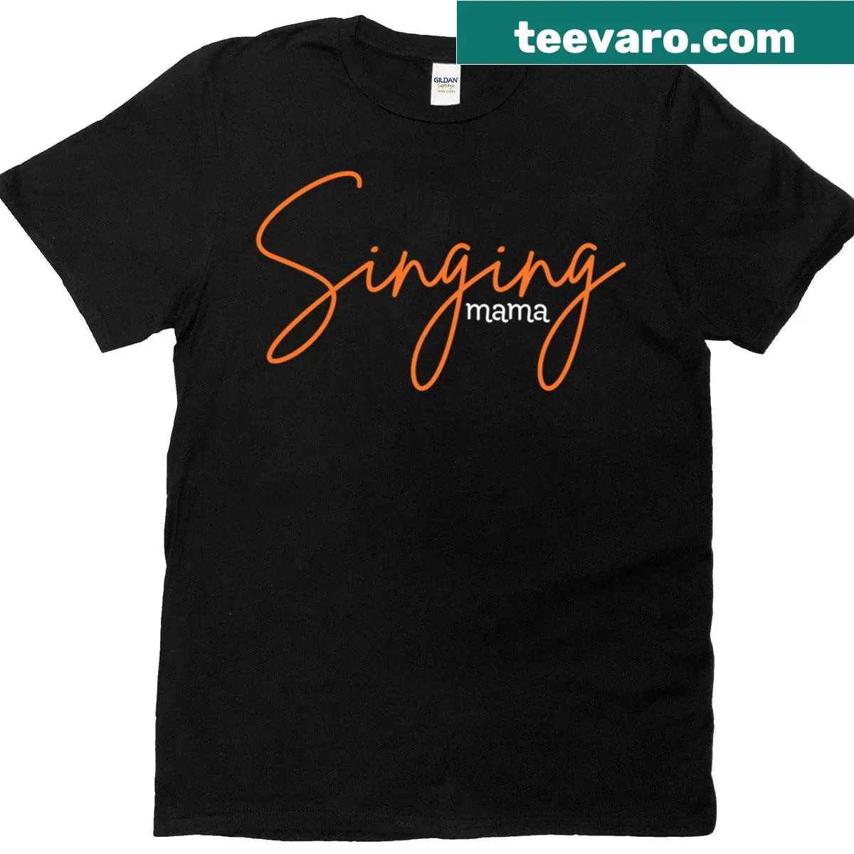 Illustration of a singing mama celebrating music — on a men's t-shirt