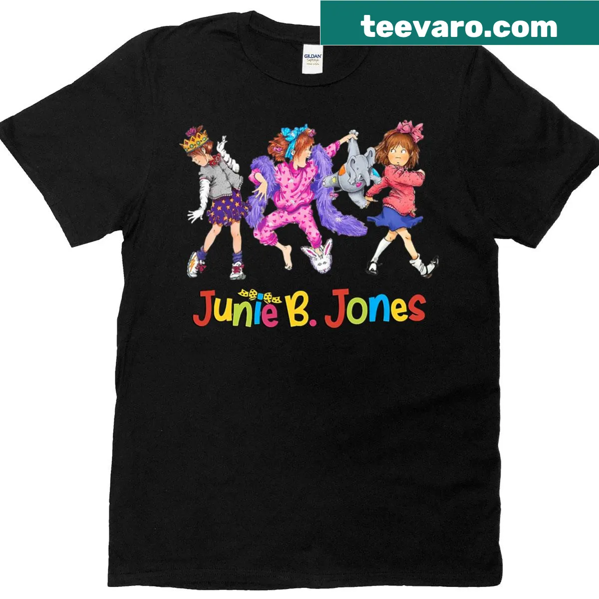 Illustration from Junie B. Jones books on a T-shirt for teachers — on a men's t-shirt