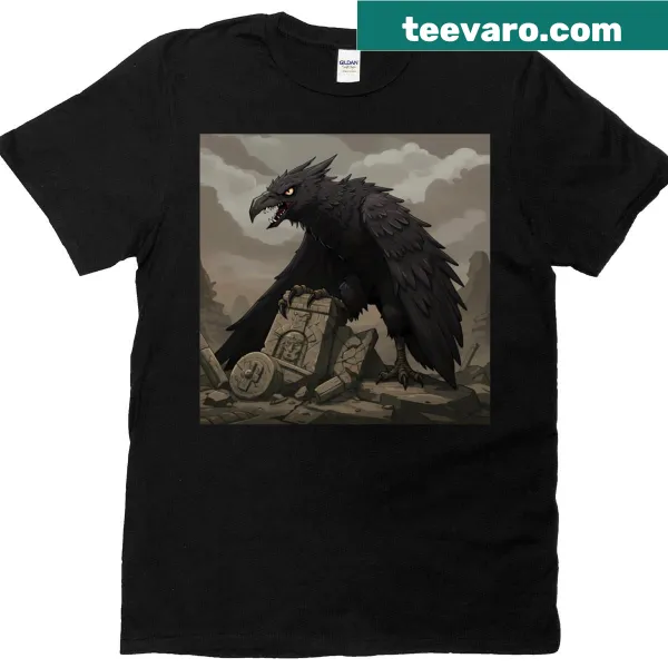 Striking T-shirt with an ominous raven illustration