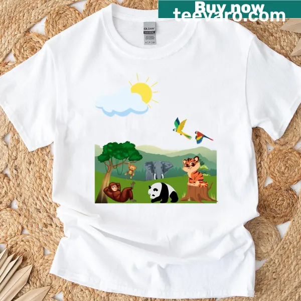 Anime-inspired T-shirt featuring enchanted forest friends and magical elements