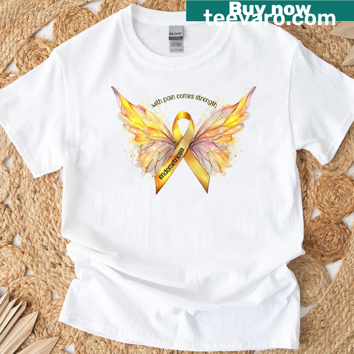 Endometriosis awareness T-shirt with impactful design — on a men's t-shirt