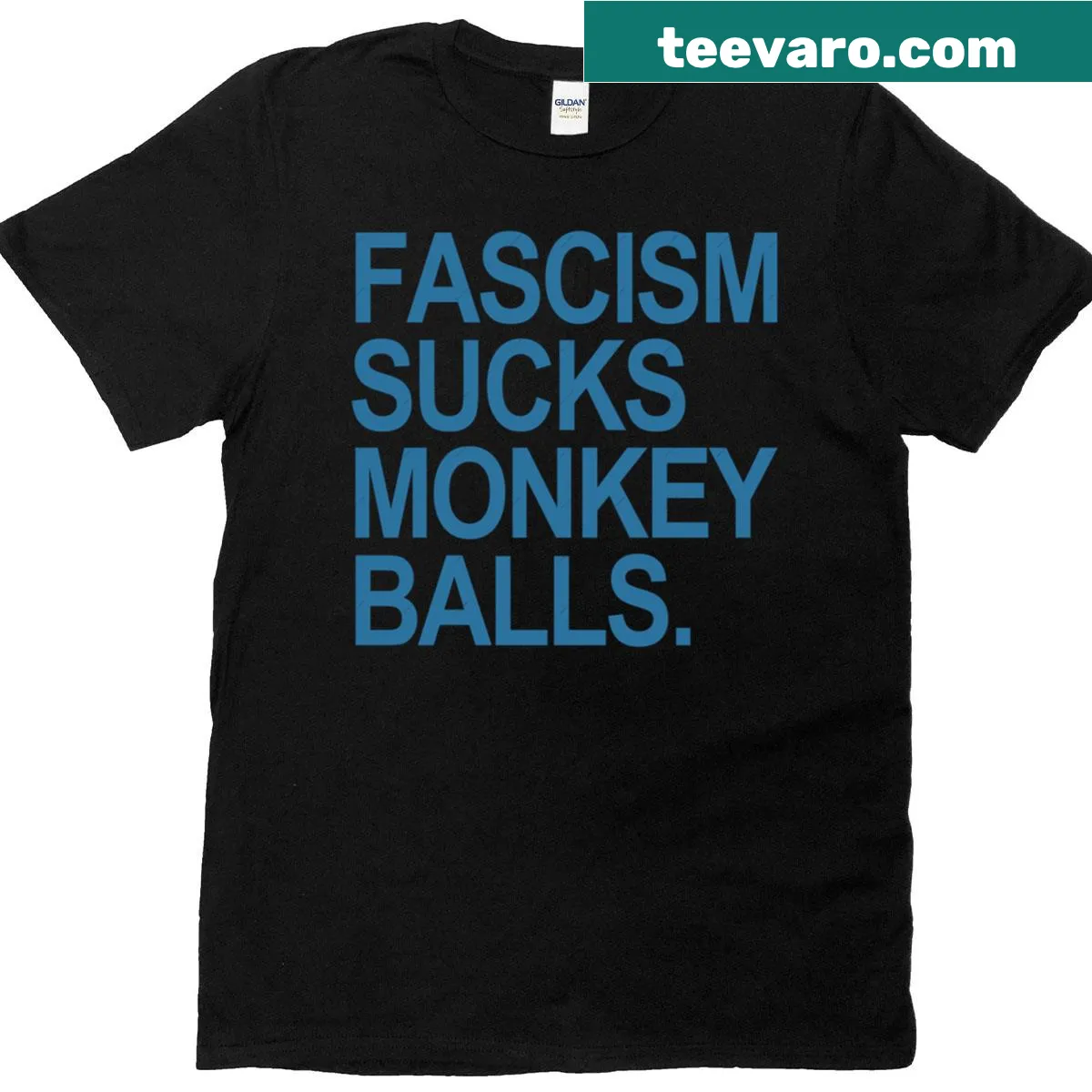 Statement T-shirt with bold text criticizing fascism — on a men's t-shirt