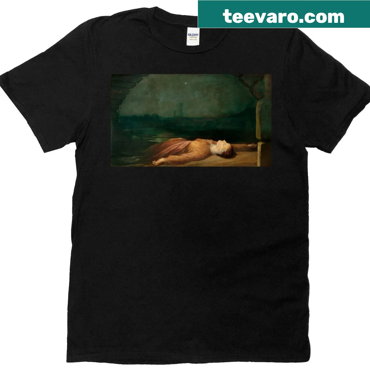 Illustration from George Frederick Watts's Found Drowned on a T-shirt — on a men's t-shirt