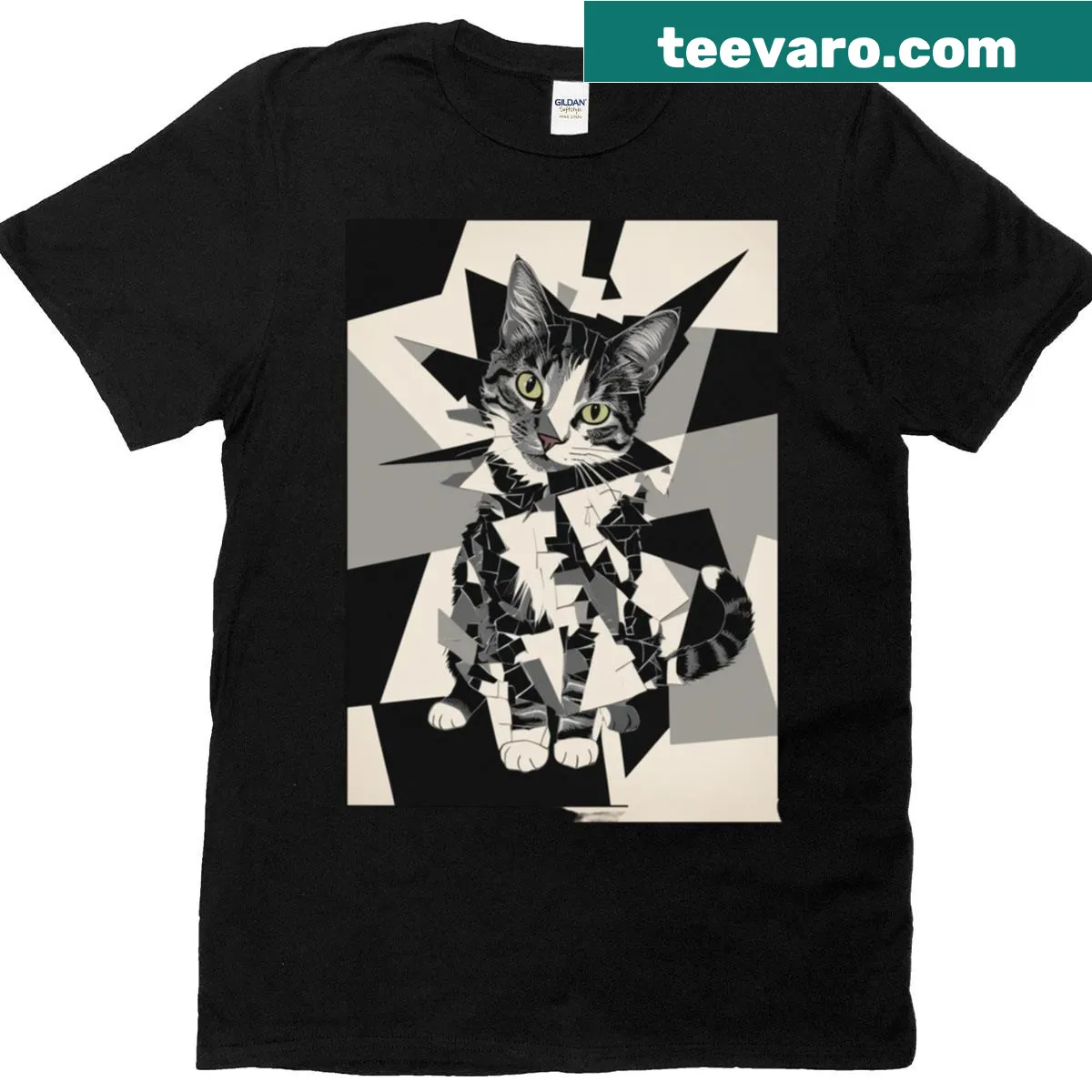 Cute t-shirt featuring whimsical illustrations of cat elements — on a men's t-shirt