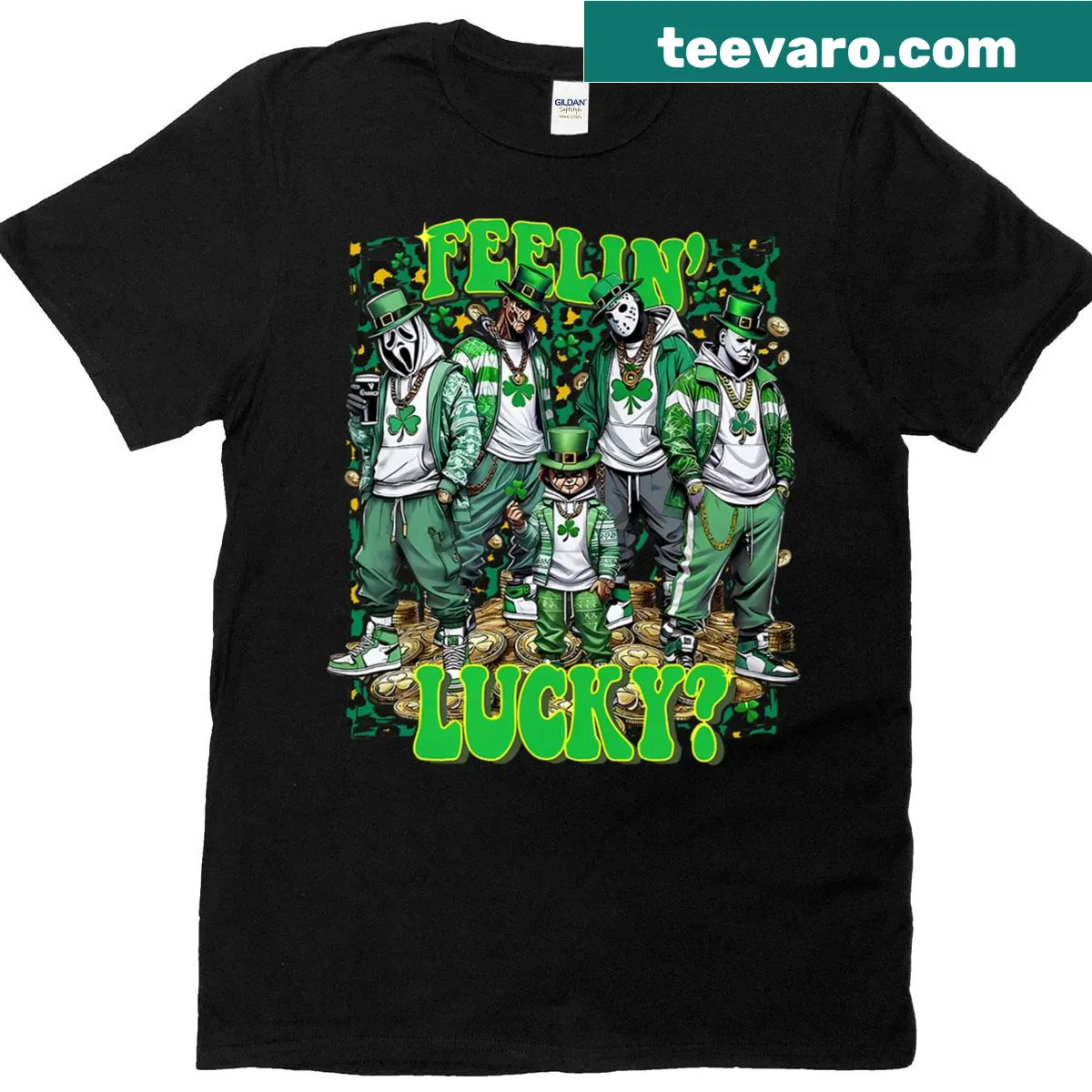 Horror-themed St. Patrick's Day mashup T-shirt — on a men's t-shirt