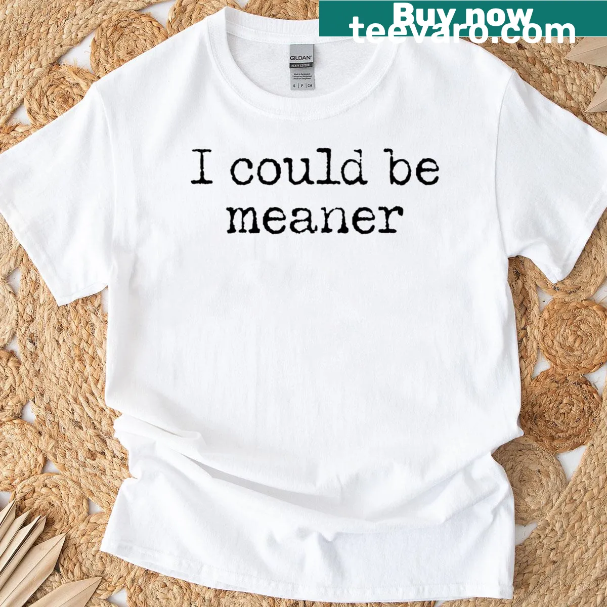 Funny typography T-shirt with the phrase 'I Could Be Meaner' — on a men's t-shirt