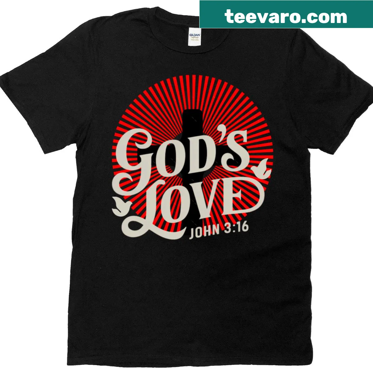 Typographic John 316 t-shirt emphasizing God's love in bold letters — on a men's t-shirt