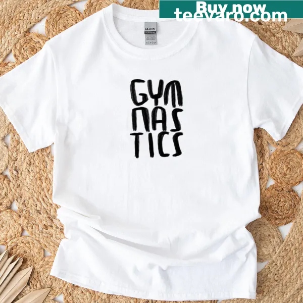 T-shirt celebrating gymnastics with athletic-themed design