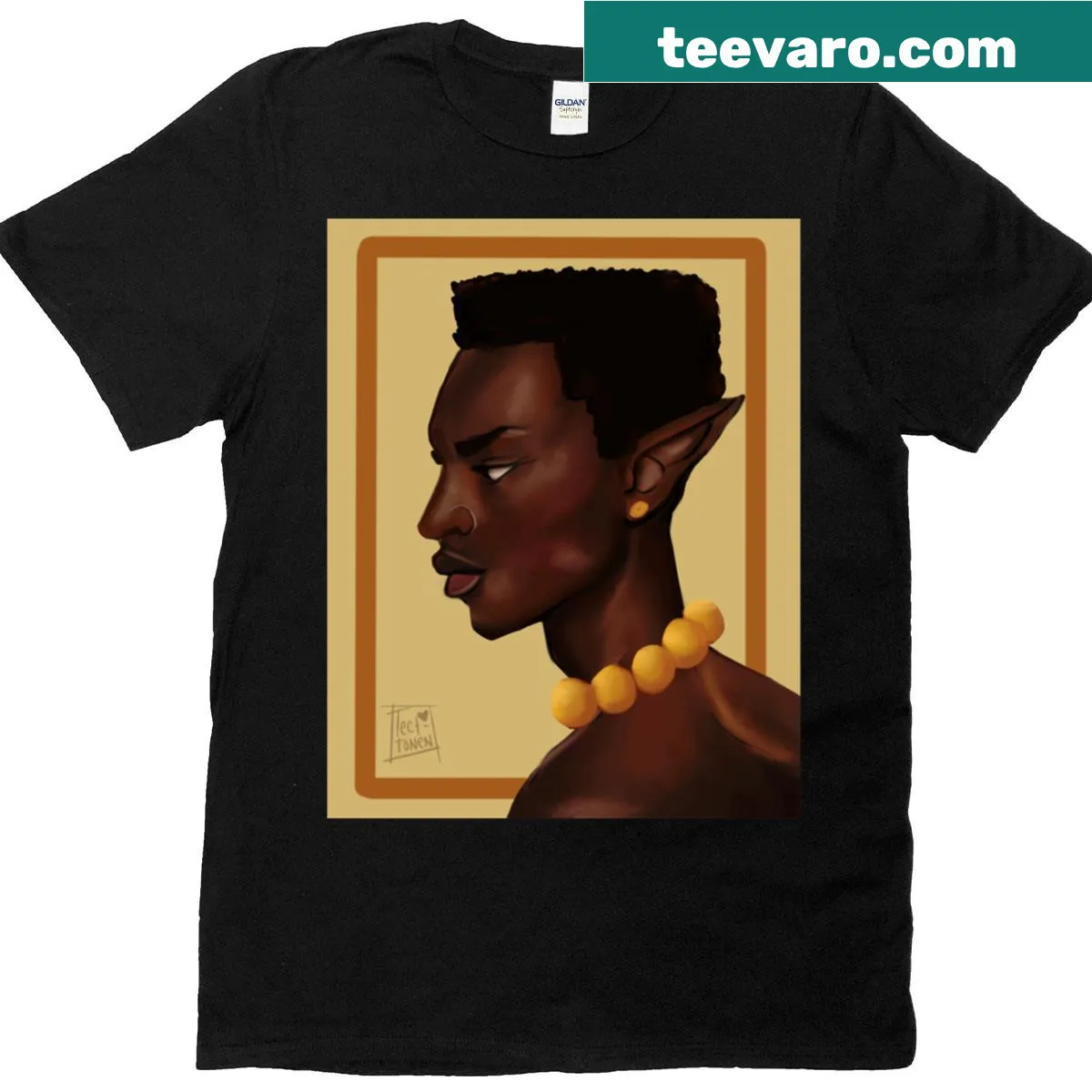 Illustration of a handsome black elf on a T-shirt — on a men's t-shirt