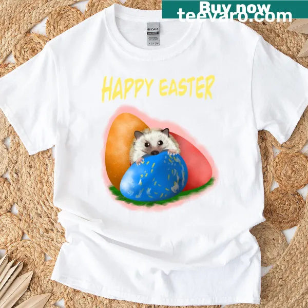 Easter t-shirt with a cute hedgehog illustration