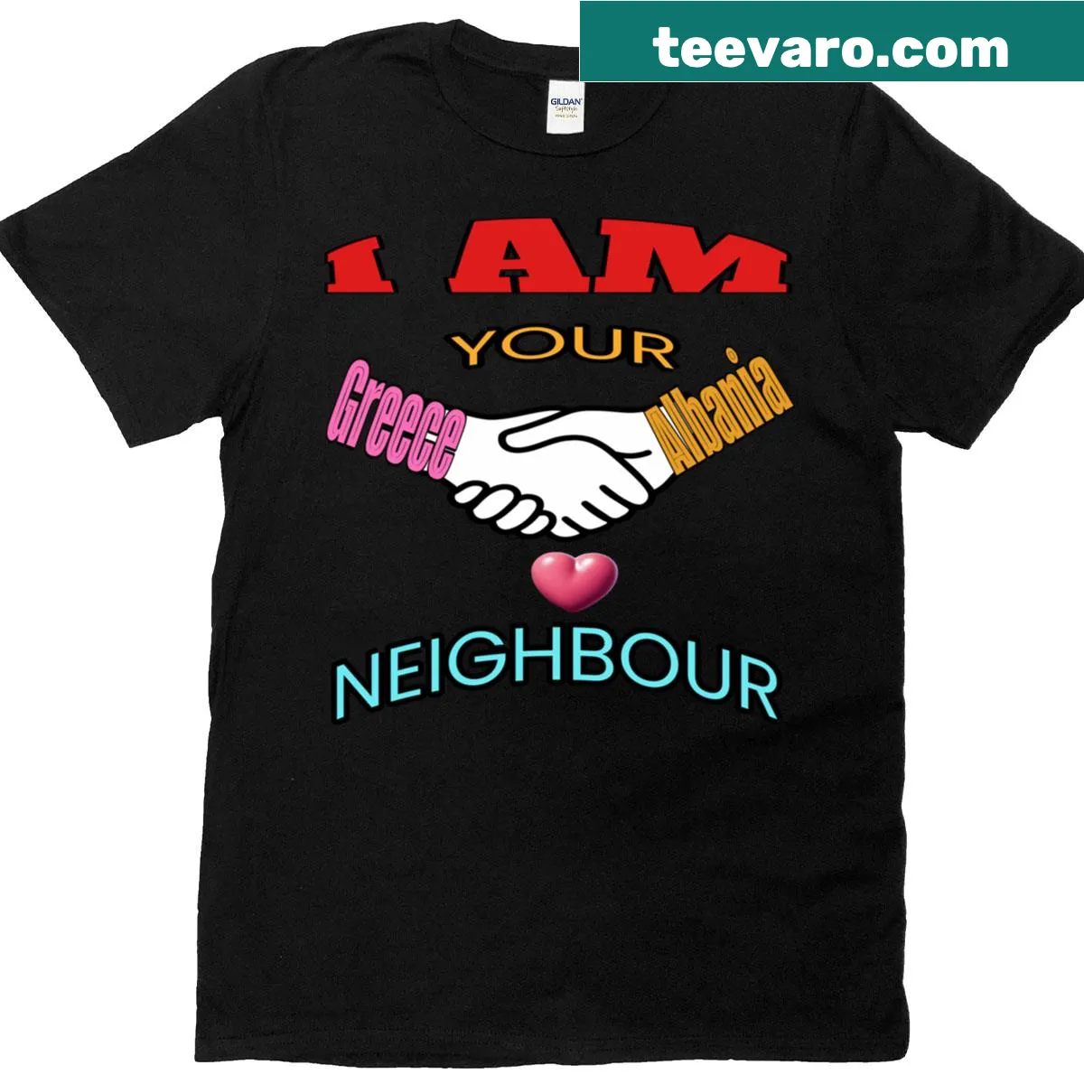 Typography design highlighting neighborly relations on a t-shirt — on a men's t-shirt