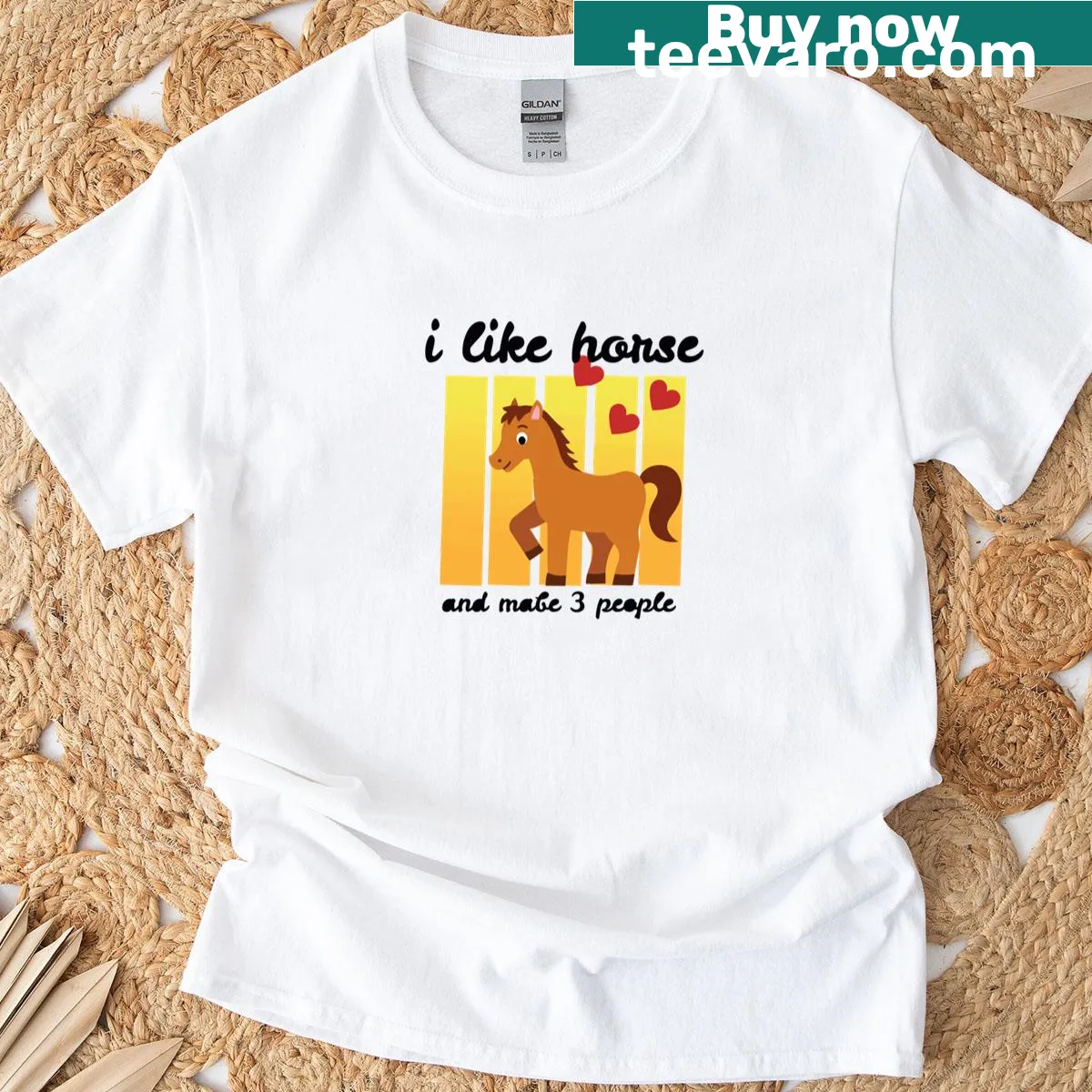 Humorous t-shirt showing love for horses and a few people — on a men's t-shirt