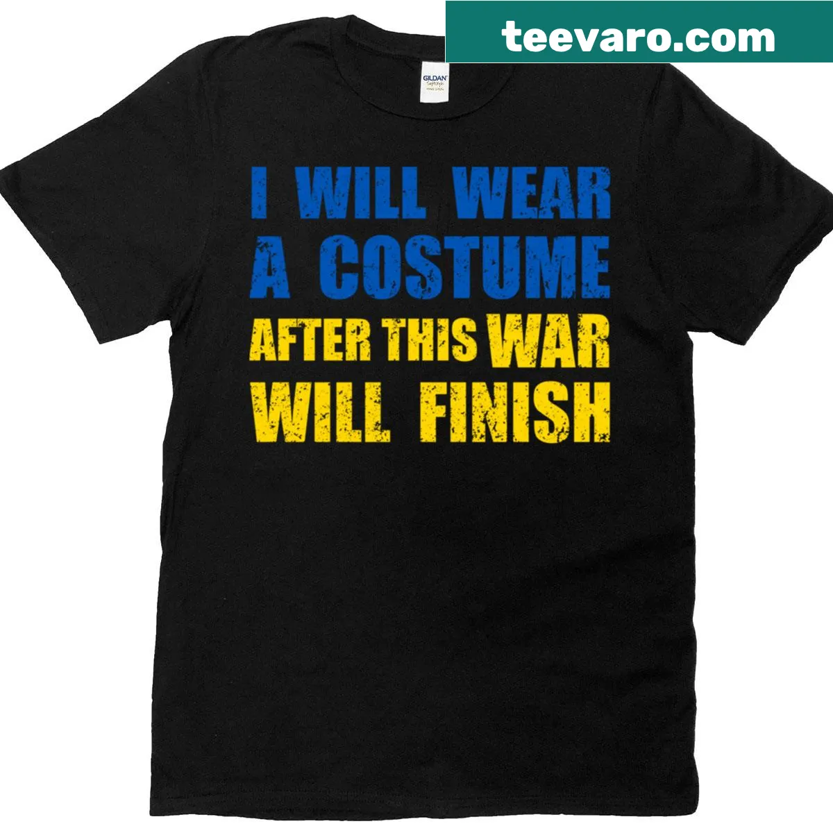 Quote T-shirt displaying humorous resilience message from Zelenskyj — on a men's t-shirt