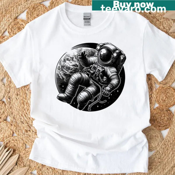 T-shirt featuring iconic astronaut images celebrating space exploration