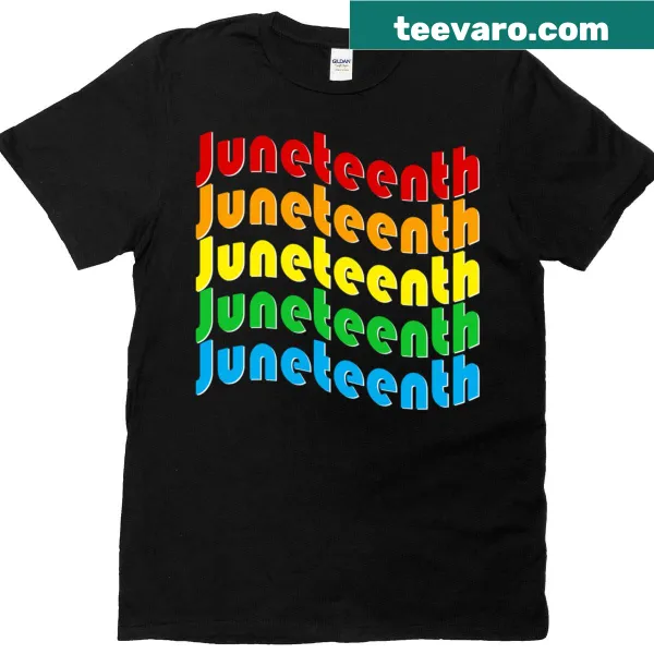 Juneteenth T-shirt with playful wavy text design