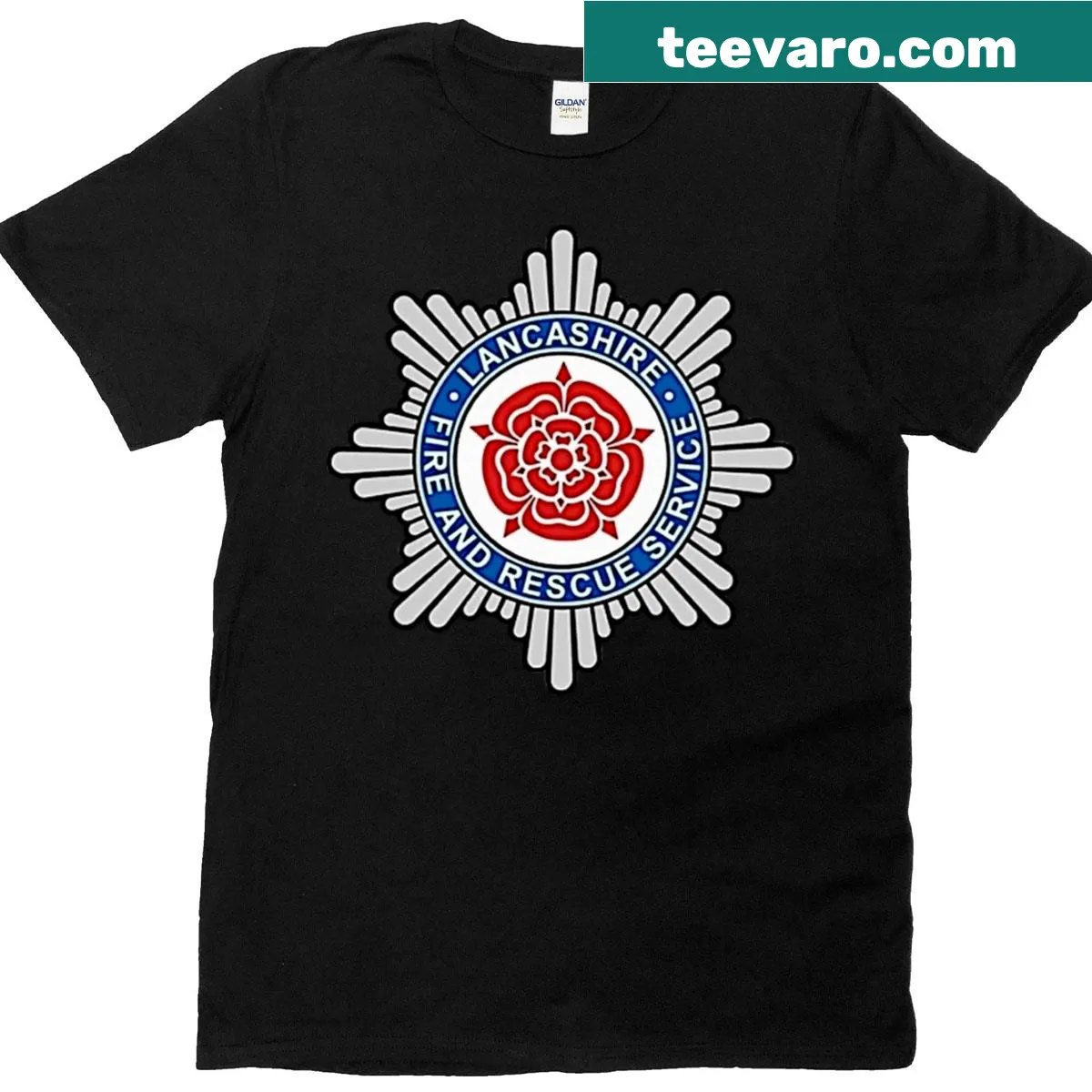 Lancashire Fire Rescue Service logo graphic T-shirt — on a men's t-shirt
