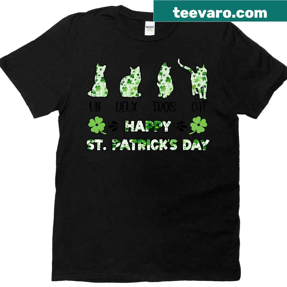 Lucky cat graphic for St. Patrick's Day T-shirt — on a men's t-shirt