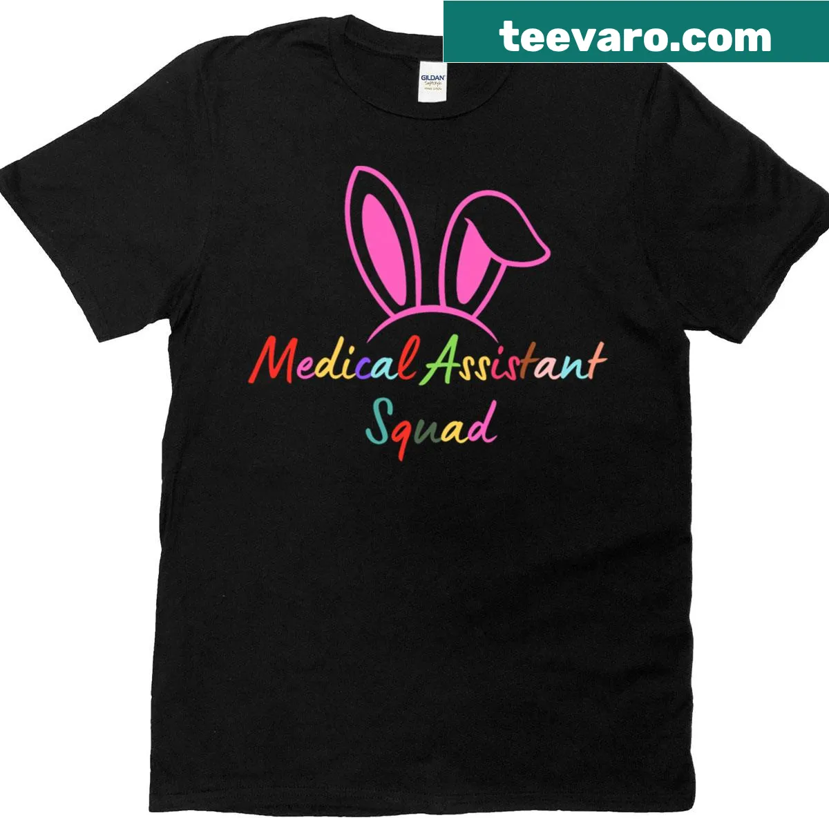 Cute bunny ears graphic on Medical Assistant Squad T-shirt — on a men's t-shirt