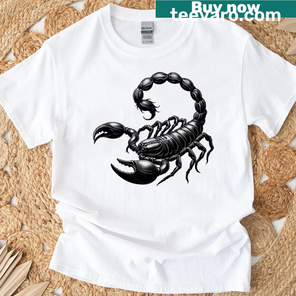 Stunning scorpion graphic T-shirt with celestial designs — on a men's t-shirt